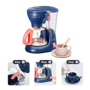 Aomola Kitchen Appliances Toy,Kids Kitchen Pretend Play Set with Coffee Maker Machine,Toaster, Blender and Mixer with Realistic Light and Sounds, Play Kitchen Set for Kids Ages 4-8