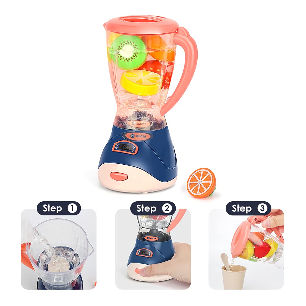 Aomola Kitchen Appliances Toy,Kids Kitchen Pretend Play Set with Coffee Maker Machine,Toaster, Blender and Mixer with Realistic Light and Sounds, Play Kitchen Set for Kids Ages 4-8