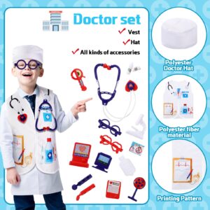 Deekin 5 Sets Kids Dressing up Costumes, Toddler Dressing up and Play for Age 3-7, Construction Worker, Police, Firefighter, Doctor, Surgeon Vest for Boys Girls Pretend Role Accessories