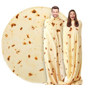 Kimdee Burrito Tortilla Blanket Double Sided 71 inches 280 GSM Cozy Flannel Fabric Novelty Giant Food Throw Blanket for Bed, Couch, Travel, Picnic and Beach for Kids