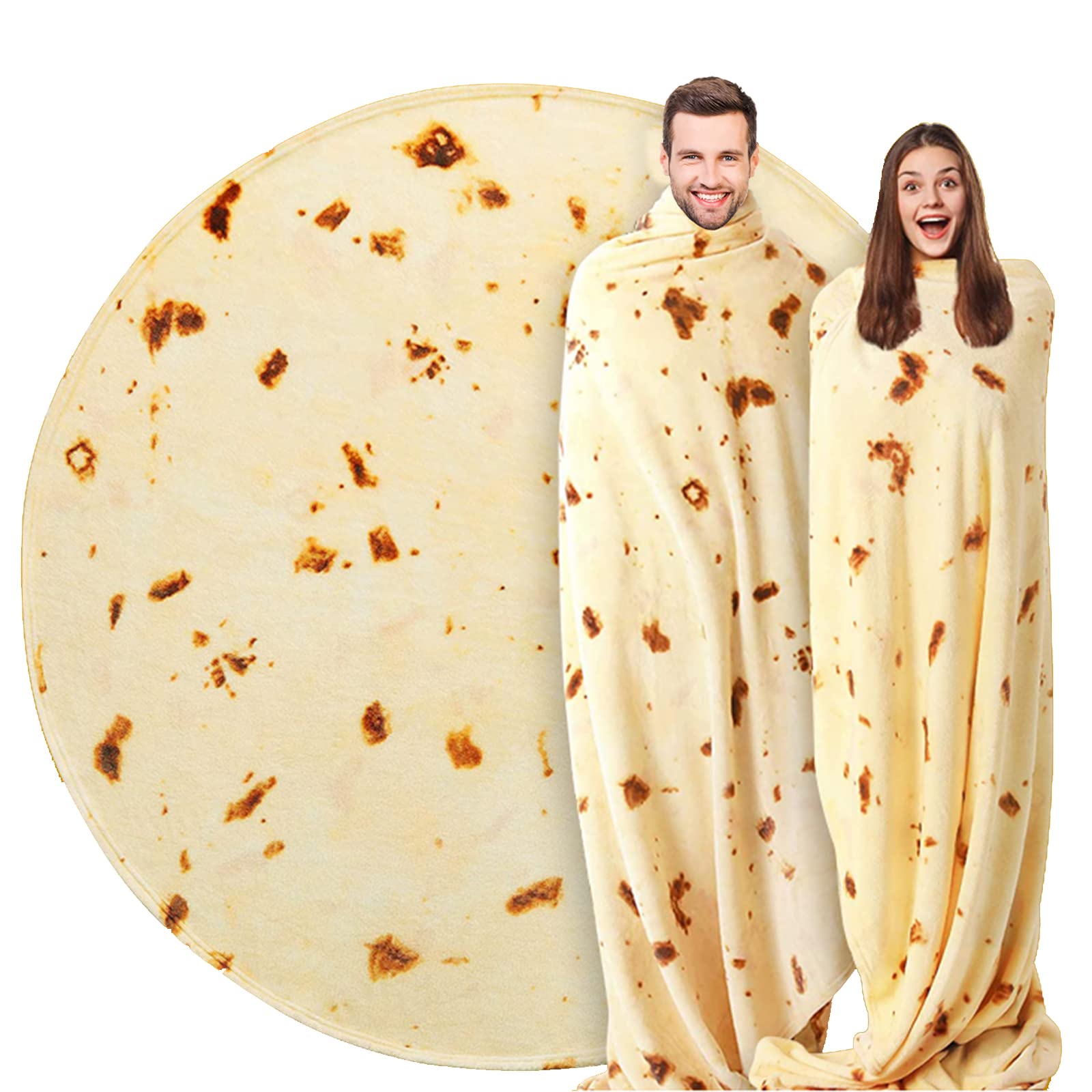 Kimdee Burrito Tortilla Blanket Double Sided 71 inches 280 GSM Cozy Flannel Fabric Novelty Giant Food Throw Blanket for Bed, Couch, Travel, Picnic and Beach for Kids