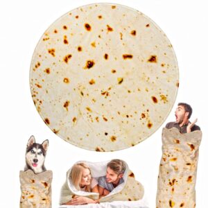 Kimdee Burrito Tortilla Blanket Double Sided 71 inches 280 GSM Cozy Flannel Fabric Novelty Giant Food Throw Blanket for Bed, Couch, Travel, Picnic and Beach for Kids