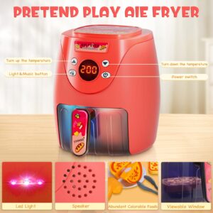 GAGAKU Toy Air Fryer Kids Play Kitchen Playset Accessories,Chefs Pretend Play Food Toys Oven with Light & Sound and Play Food Grill Cooking Utensils,Cooking Toys for 3-8 Year Old Girls Boys Gift