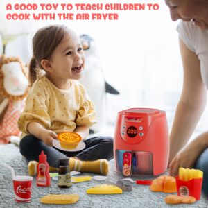 GAGAKU Toy Air Fryer Kids Play Kitchen Playset Accessories,Chefs Pretend Play Food Toys Oven with Light & Sound and Play Food Grill Cooking Utensils,Cooking Toys for 3-8 Year Old Girls Boys Gift