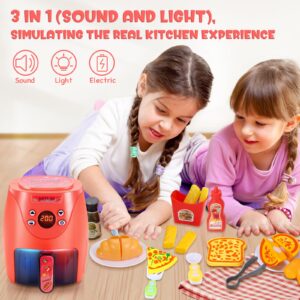 GAGAKU Toy Air Fryer Kids Play Kitchen Playset Accessories,Chefs Pretend Play Food Toys Oven with Light & Sound and Play Food Grill Cooking Utensils,Cooking Toys for 3-8 Year Old Girls Boys Gift