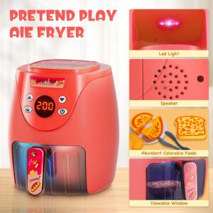 GAGAKU Toy Air Fryer Kids Play Kitchen Playset Accessories,Chefs Pretend Play Food Toys Oven with Light & Sound and Play Food Grill Cooking Utensils,Cooking Toys for 3-8 Year Old Girls Boys Gift