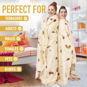 Zulay Burritos Tortilla Blanket Wrap - Double Sided Large 60 inches Blanket - Holiday Novelty Blanket - Soft Flannel Round Blanket Premium 280 GSM - Fun White Elephant Gift for Adults
