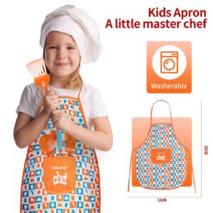 Laugigle Play Kitchen Accessories - 46Pc Kids Kitchen Playset with Kids Pots and Pans Playset, Pizza Toy, Play Food with Play Fruit Veggies, Kitchen Toys, Cooking Utensils Toy, Apron, Boys Girls Gift