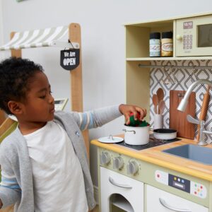 Teamson Kids - Little Chef Boston Modern Play Kitchen - Olive Green/White 22.25 x 12 x 37.5 inches