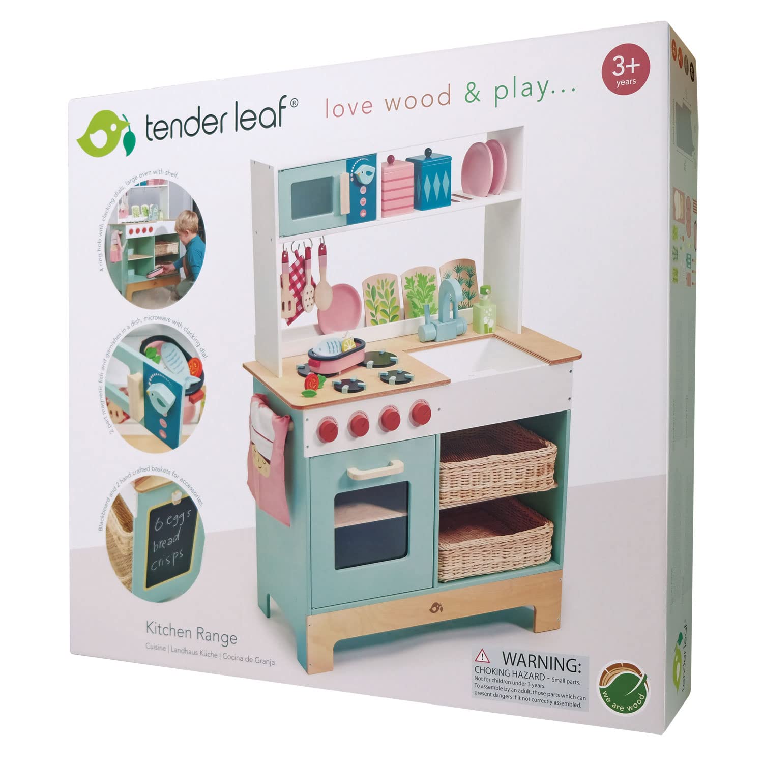 Tender Leaf Toys - Mini Chef Kitchen Range- Wooden Pretend Play Kitchen Set Develops Social, Creative and Imaginative Skills, Gender-Neutral - Age 3+