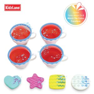 Kidzlane Play Tea Set for Little Girls | Kids Tea Party Set with Water Activated Color Changing Tea Cups & Cookies | 34 Piece Tea Party Set for Little Girls | Toy Tea Set | Dishwasher Safe Plastic