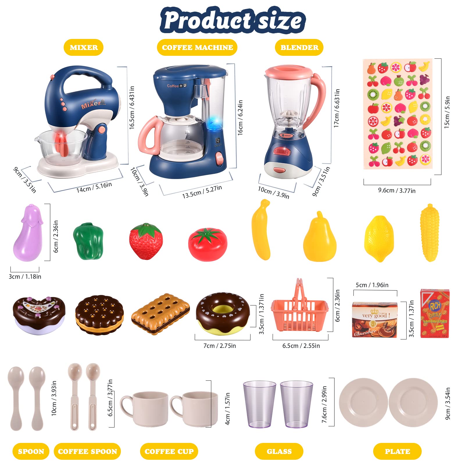 Kitchen Appliances Toy for Kids,Kitchen Toys for Kids Ages 3-5, Blender,Coffee Maker and Mixer with Sounds & Light,Birthday Gifts for Kids Boys Girls Age 3 4 5 6 7 8