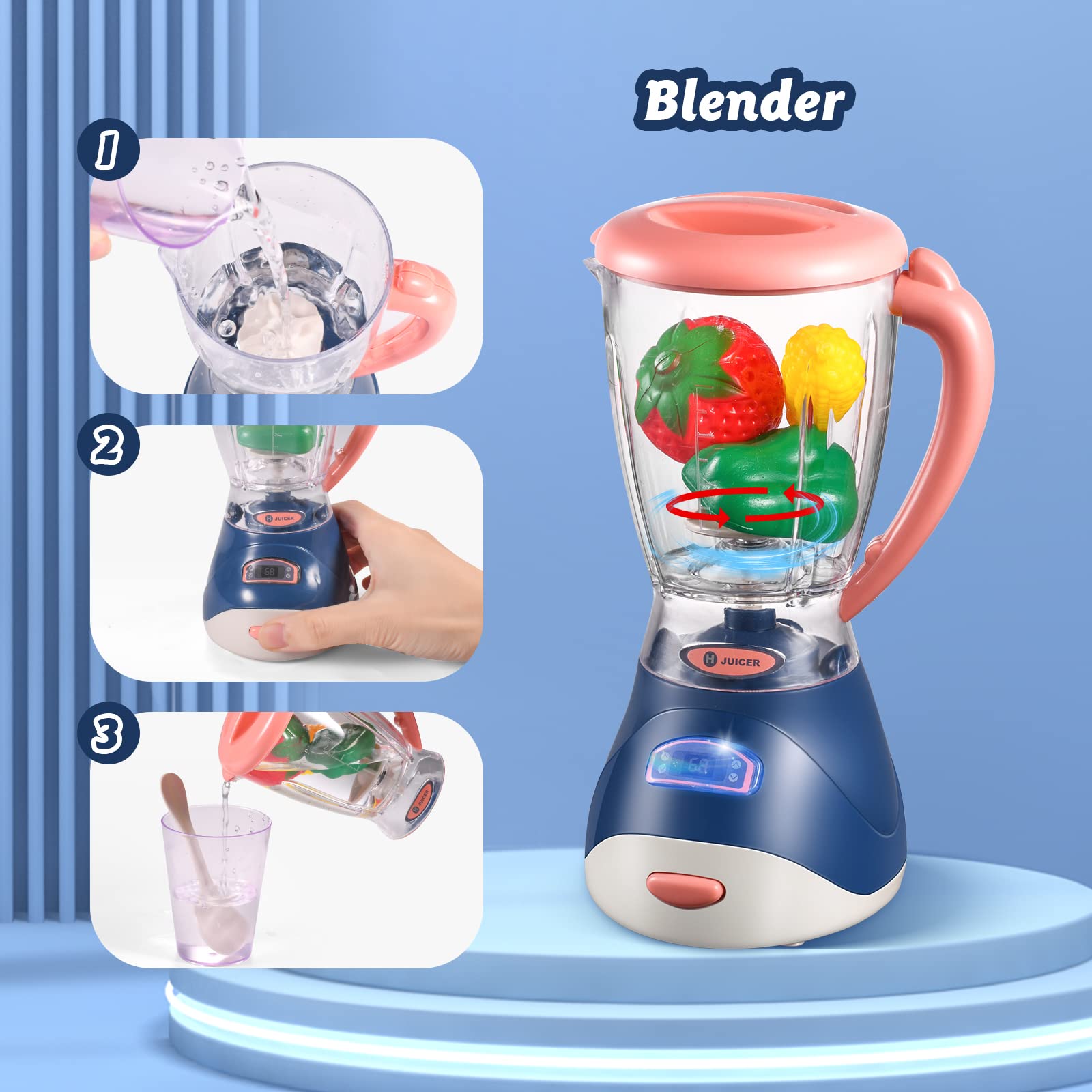 Kitchen Appliances Toy for Kids,Kitchen Toys for Kids Ages 3-5, Blender,Coffee Maker and Mixer with Sounds & Light,Birthday Gifts for Kids Boys Girls Age 3 4 5 6 7 8