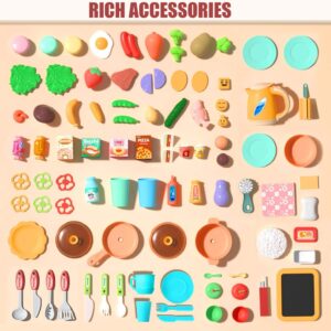 Play Kitchen- Kitchen Playset Pretend Food - Toy Accessories Set w/Real Sounds & Light, Play Sink, Cooking Stove with Steam, 88 PCS forToddlers Kids 37 inch