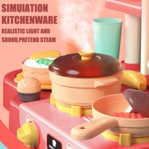 Play Kitchen- Kitchen Playset Pretend Food - Toy Accessories Set w/Real Sounds & Light, Play Sink, Cooking Stove with Steam, 88 PCS forToddlers Kids 37 inch