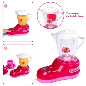 Kitchen Appliances Toy,Kids Kitchen Pretend Accessories Play Set,Coffee Maker Machine,Blender,Mixer and Kettle with Realistic Light and Sounds,Play Kitchen Set for Kids Boys Girls