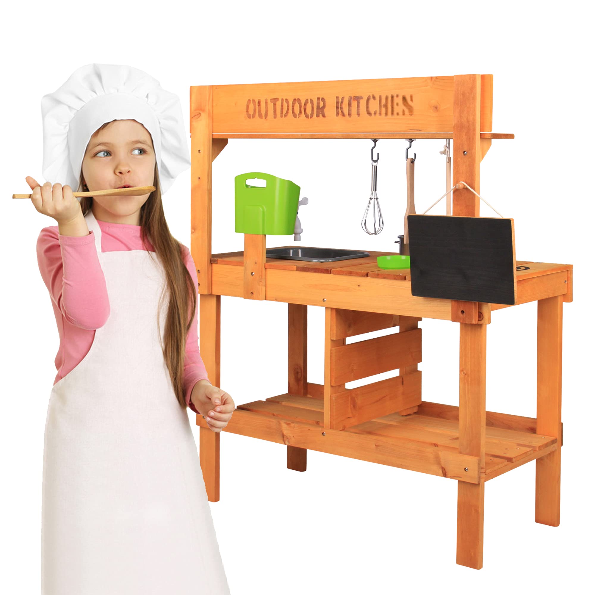 Aoparts Mud Kitchen, Play Kitchen, Kitchen Accessories and Garden Sink, Kids Outdoor Kitchen Playset with Faucet, Mud Kitchen for Kids Outdoor