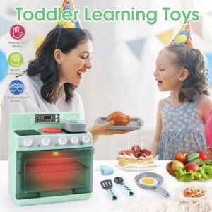 Toy Oven Play Kitchen Accessories - Realistic Pretend Play Appliance for Kids with Lights & Sounds, Unique Kids Kitchen Playset Play Food Toddler Learning Toys for Boys Girls Gift Birthday Christmas