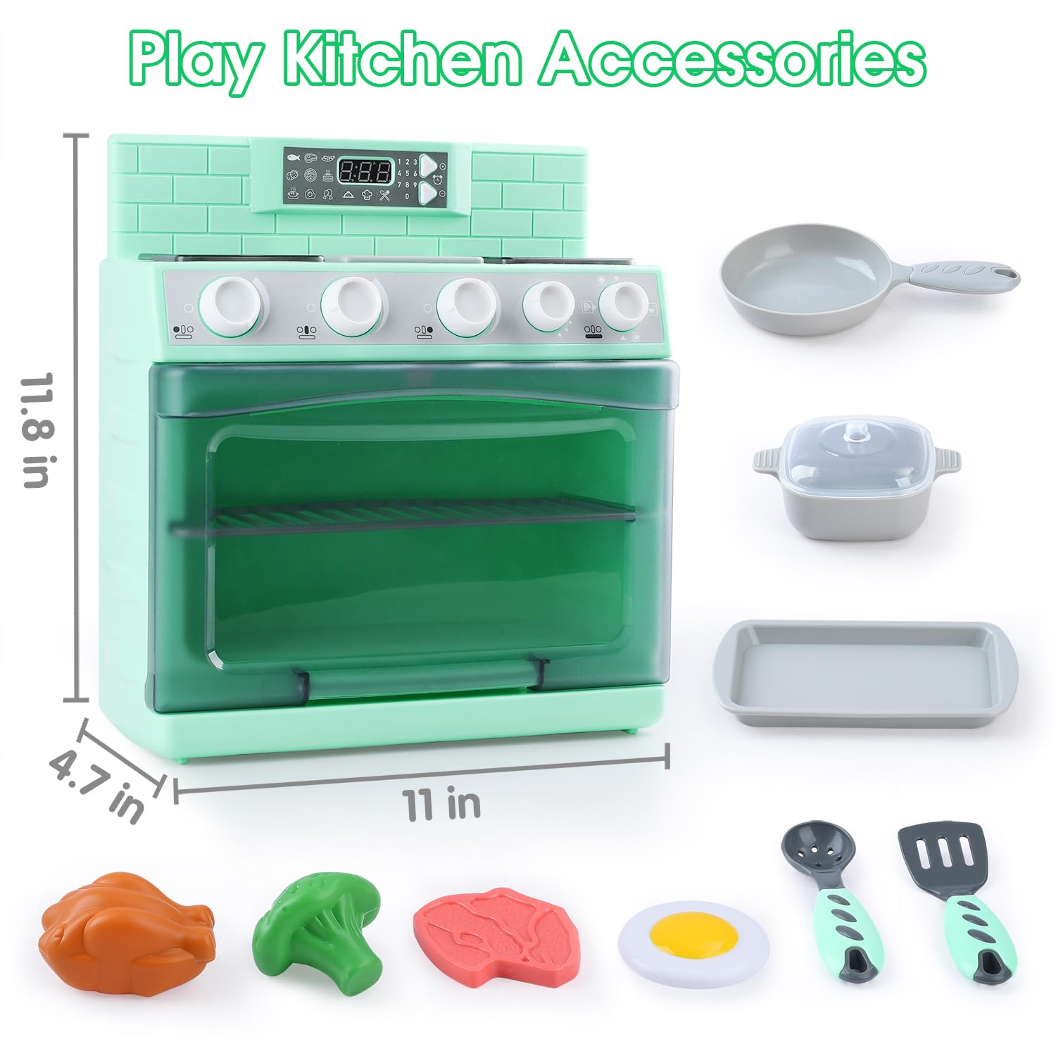 Toy Oven Play Kitchen Accessories - Realistic Pretend Play Appliance for Kids with Lights & Sounds, Unique Kids Kitchen Playset Play Food Toddler Learning Toys for Boys Girls Gift Birthday Christmas