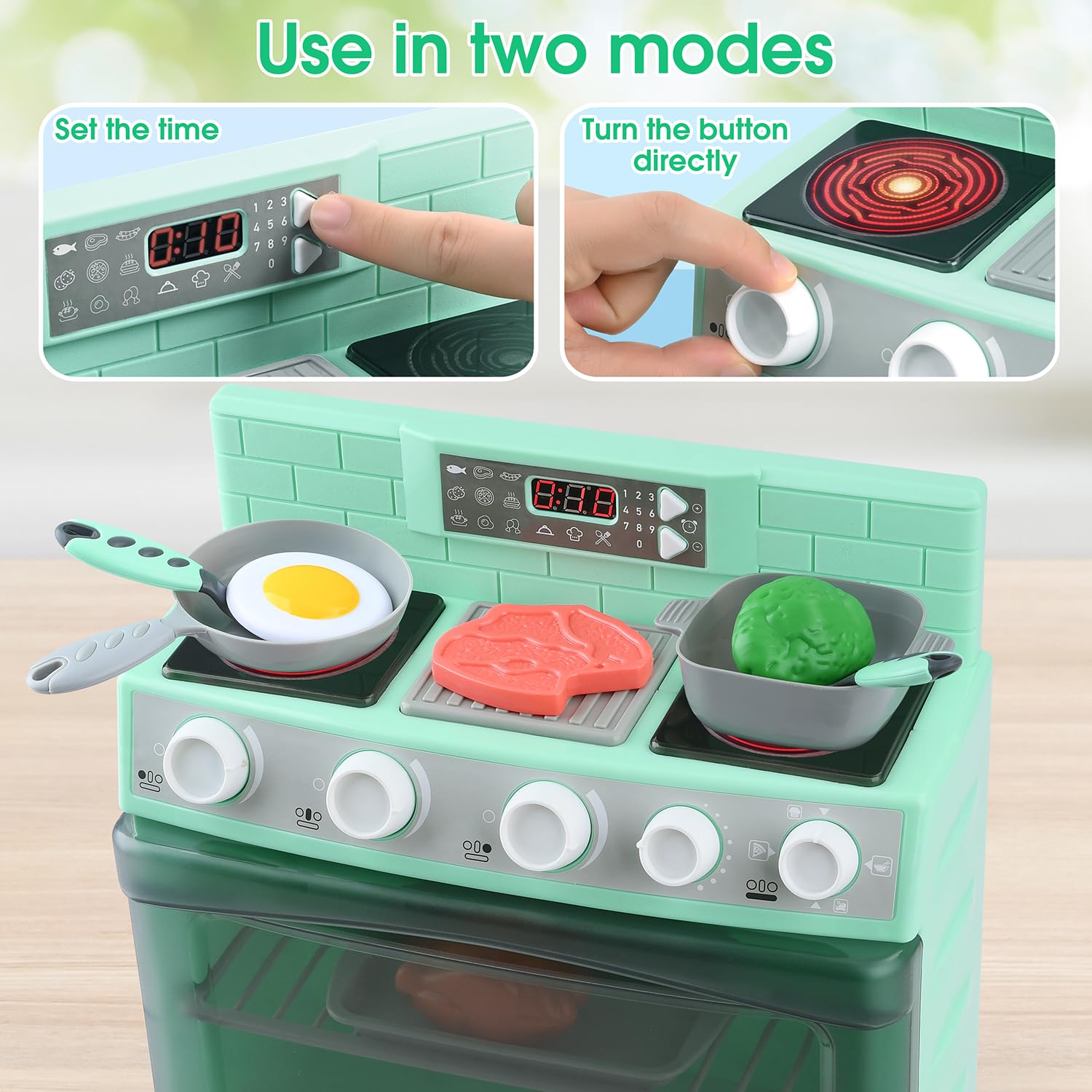 Toy Oven Play Kitchen Accessories - Realistic Pretend Play Appliance for Kids with Lights & Sounds, Unique Kids Kitchen Playset Play Food Toddler Learning Toys for Boys Girls Gift Birthday Christmas