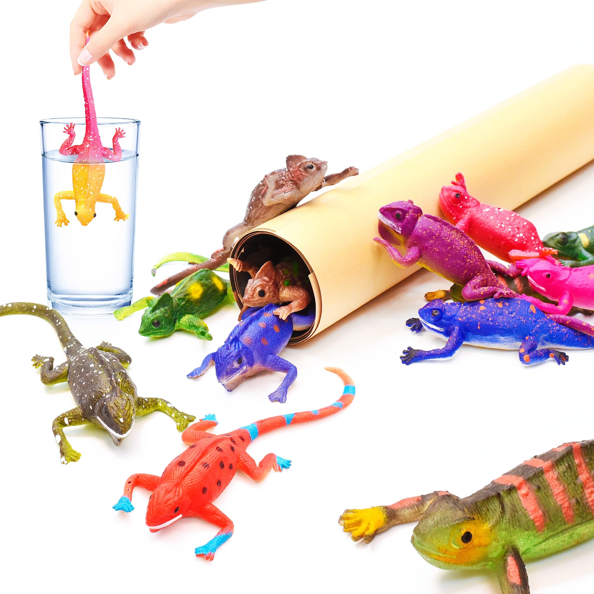 YiliUsAnwU 10 PCS Lizard Water Toys,Color Changing Chameleon Toys,Stretchy Animal Toys,for 3 Years and up,for Goodie Bag Fillers,Classroom Rewards,Kids Easter Basket