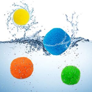 teytoy 48PCS Reusable Water Balls, Soaker Water Balls, Soft Cotton Reusable Water Balloons, Outside Toys Pool Toys Summer Toys for Kids Ages 4 6 8 12, Splash Activity Balls for Pool and Backyard Fun