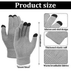 4 Pieces Winter Satin Lined Beanie Hat Knit Plain Satin Hat Touchscreen Gloves Set for Women Men (Black, Light Gray, Classic Style)