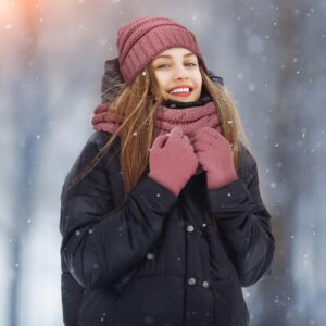 Aneco Winter Warm Sets Knitted Scarf Beanie Hat Touch Screen Gloves and Winter Ear Warmer for Men or Women