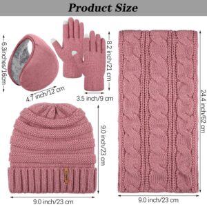 Aneco Winter Warm Sets Knitted Scarf Beanie Hat Touch Screen Gloves and Winter Ear Warmer for Men or Women