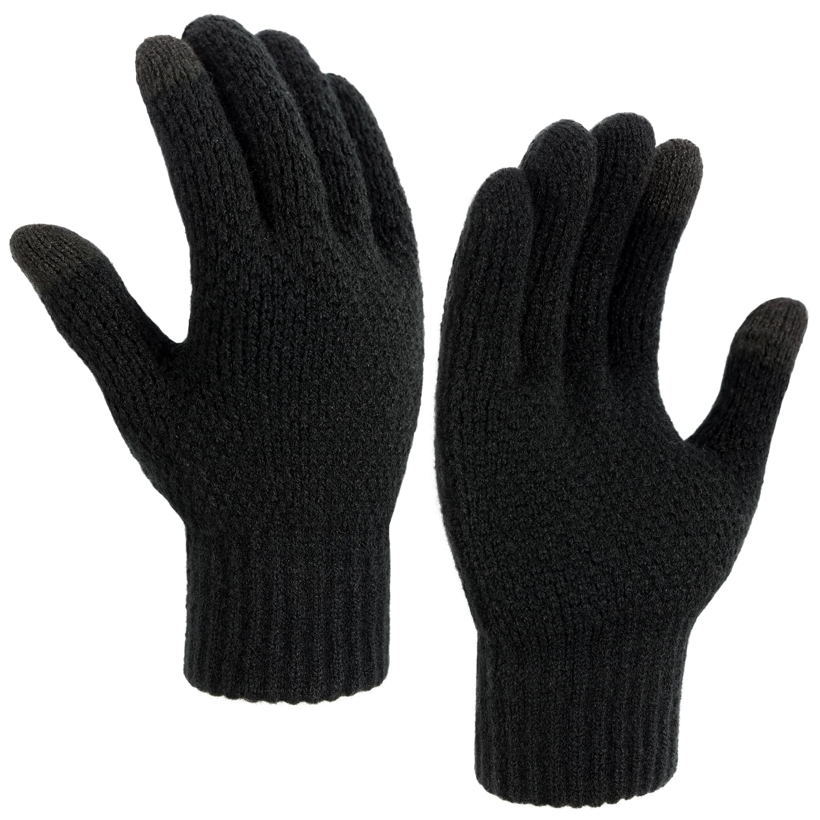 Winter Touchscreen Gloves for Men - Thermal Soft Knit Gloves for Running, Driving and Hiking