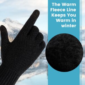 Winter Touchscreen Gloves for Men - Thermal Soft Knit Gloves for Running, Driving and Hiking