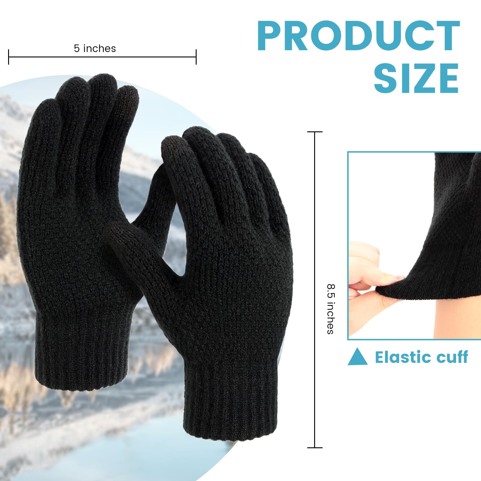 Winter Touchscreen Gloves for Men - Thermal Soft Knit Gloves for Running, Driving and Hiking