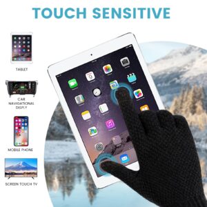 Winter Touchscreen Gloves for Men - Thermal Soft Knit Gloves for Running, Driving and Hiking