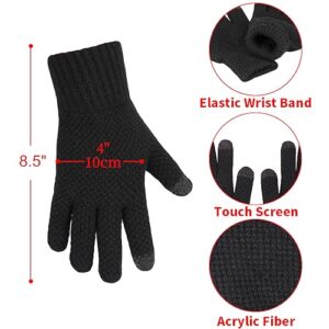 KRATARC Winter Warm Scarf Beanie Hat Glove Neck Gaiter Set Outdoor (Black)