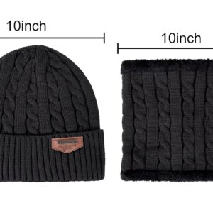 Winter Beanie Hats Scarf Gloves Set Thick Warm Slouchy Beanies Hat Knit Skull Cap Neck Warmer for Men Women,Style C-Black