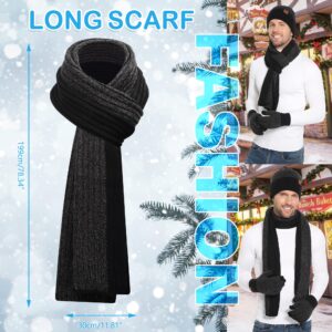 Mens & Womens Winter Knit Hat Beanie Long Neck Scarf Touchscreen Gloves Set Skull Cap with Fleece Lined Gifts for Men Women