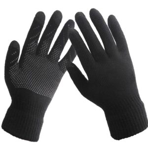 HINDAWI Winter Hat Gloves for Women Knit Snow Ski Outdoor Caps Touch Screen Mittens (Black)