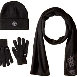 Timberland Double Layer Scarf, Cuffed Beanie & Magic Glove Gift Set Accessory, black, One Size