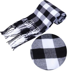 Aneco Winter Warm Knitted Sets Buffalo Plaid Scarf Beanie Hat Touch Screen Gloves and Winter Ear Warmer Set for Men or Women