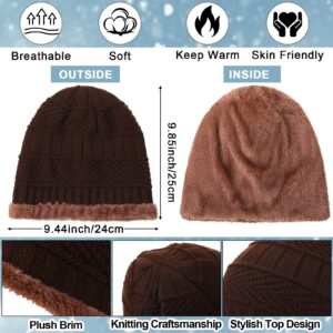 JaGely 6 Pcs Beanie Acrylic Warm Knit Hat Thick Soft Winter Hat Lined Beanie for Women Thermal Hat for Men Snow Retro Stocking Hats for Adult Ski Hike Outdoor Indoor