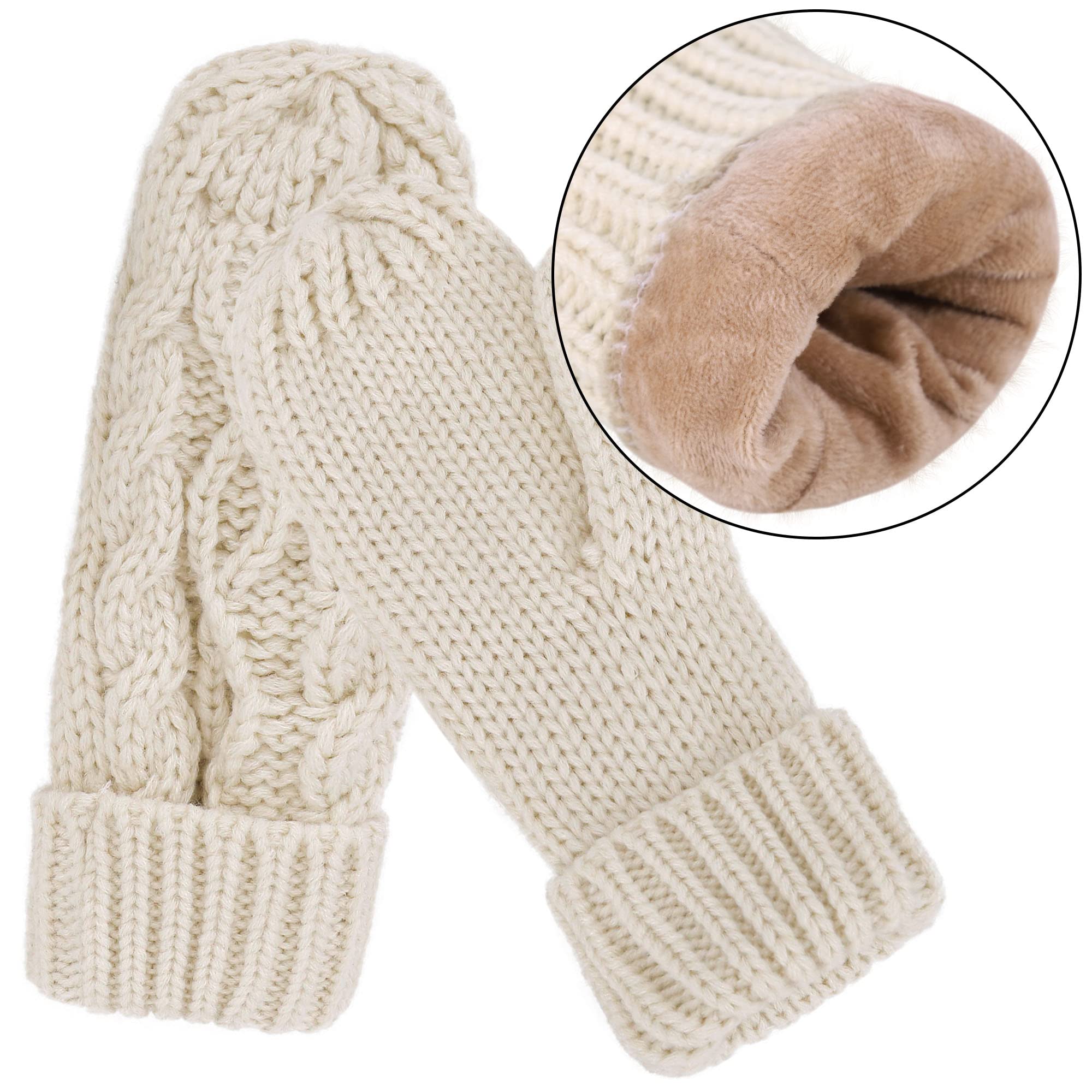 ANDORRA - 3 in 1 - Soft Warm Knitted Beanie Scarf & Gloves Winter Set Hat and Scarf Set for Women,Sand