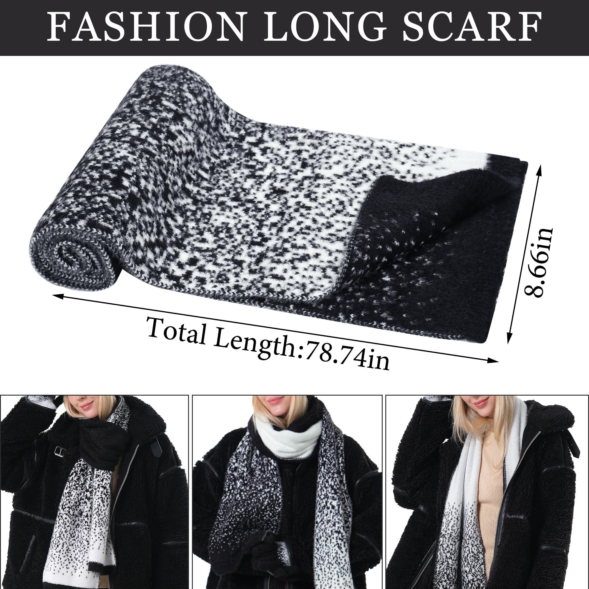 Womens Winter Knit Beanie Hats and Touchscreen Gloves Long Scarf Set with Warm Fleece Lined Skull Caps Gloves Scarves for Women