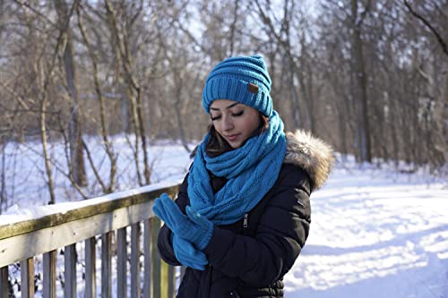 Funky Junque Oversized Beanie, Glove, & Scarf Bundle: Ivory