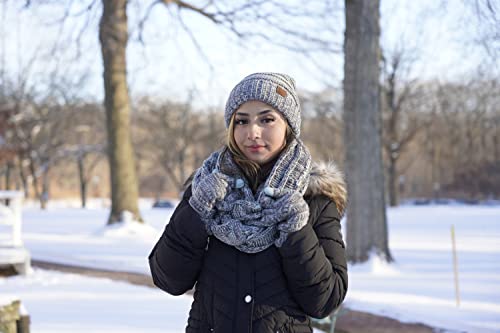 Funky Junque Oversized Beanie, Glove, & Scarf Bundle: Ivory