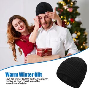 Winter Beanie Hat Gloves Scarf Set for Men, Warm Fleece Knitted Hat Scarf Touchscreen Gloves and Wool Socks (Black)