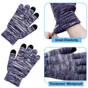 Winter Hat Scarfs & Gloves Set for Women Warm Knit Beanie Hat Long Neck Scarves Touchscreen Gloves Cold Weather Gear(Purple)