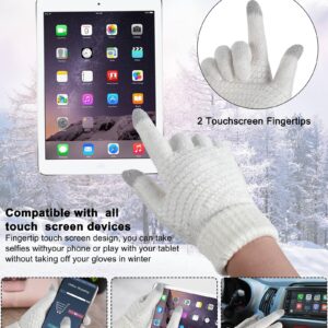 Suhine 8 Pcs Winter Beanie Hat and Gloves Set for Women Pompom Beanie Hat Fleece Lined Hats with Women Touchscreen Gloves, 4 Colors