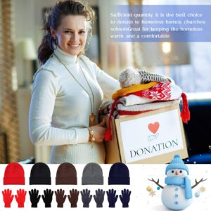 48 Pcs Winter Beanies and Gloves Bulk Unisex Hat and Gloves for Homeless Men Women Warm Winter Gift with 24 Greeting Cards