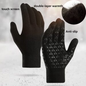 Winter Beanie Hat Scarf Gloves Set, Includes Beanie Hat,Touchscreen Gloves, Neck Warmer,Ear Warmer Set for Men and Women (Black)