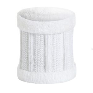 Yvechus Lady Winter Warm Pom Knit Beanie Hat Scarf Gloves Set Touch Screen Slouchy Thick Fleece Lined 3 in 1 Set (Xmas White)